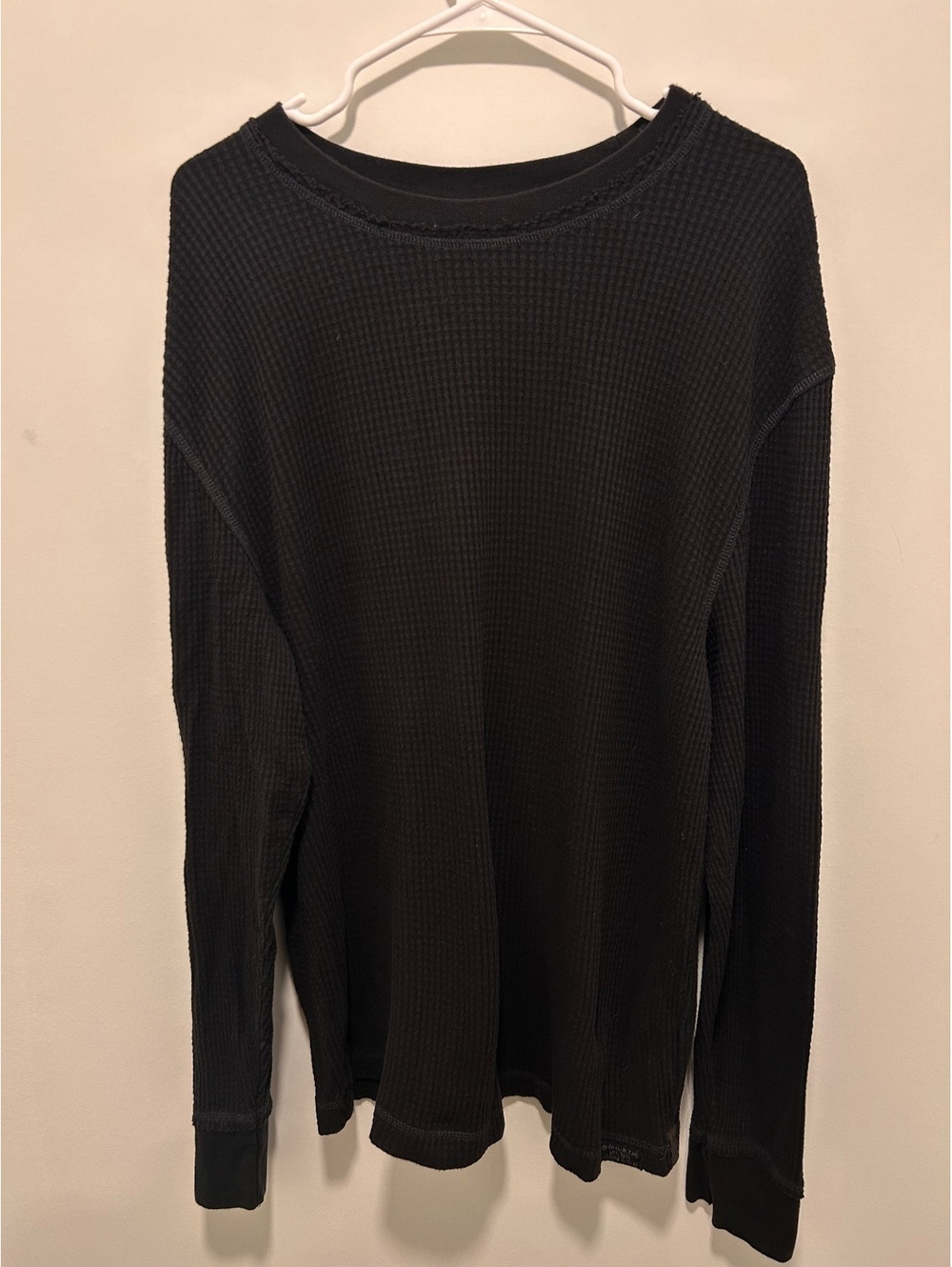 Calvin Klein Black Waffle Knit Long Sleeve Thermal Shirt